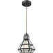 Window Pane 1 Light 8 inch Oil Rubbed Bronze with Clear Mini Pendant Ceiling Light