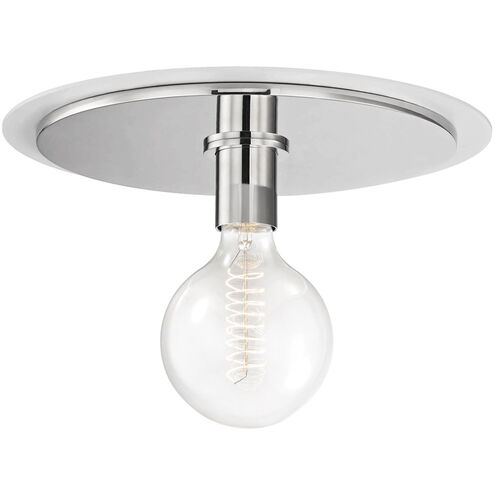 Milo 1 Light 14 inch Polished Nickel Flush Mount Ceiling Light in Polished Nickel and White