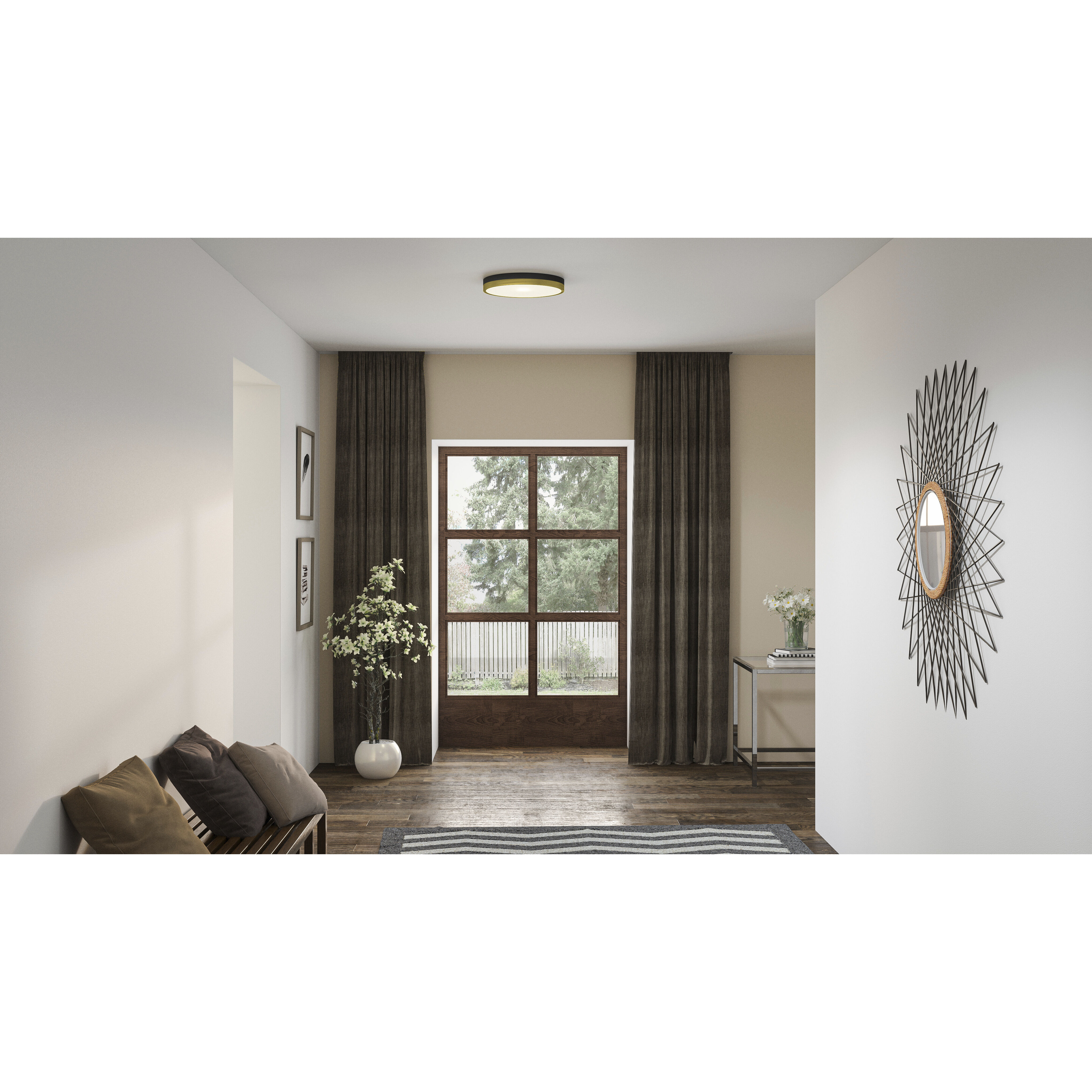 Weldin LED 15 inch Matte Black Gold Flush Mount Ceiling Light