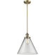 Franklin Restoration Cone 1 Light 12 inch Brushed Brass Mini Pendant Ceiling Light in Incandescent, Clear, Franklin Restoration