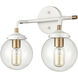 Boudreaux 2 Light 15 inch Matte White with Satin Brass Vanity Light Wall Light