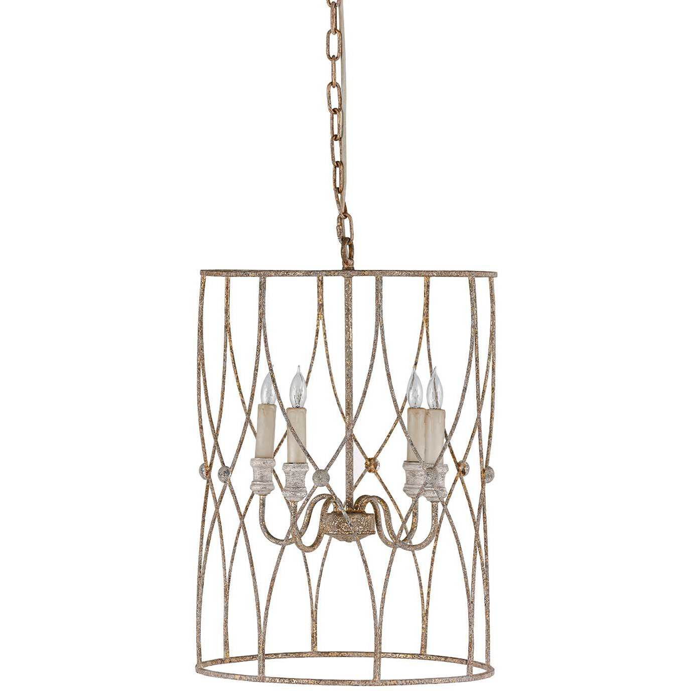 Leah 4 Light 18 inch Antique Gold / Antique Silver / Vintage White Chandelier Ceiling Light