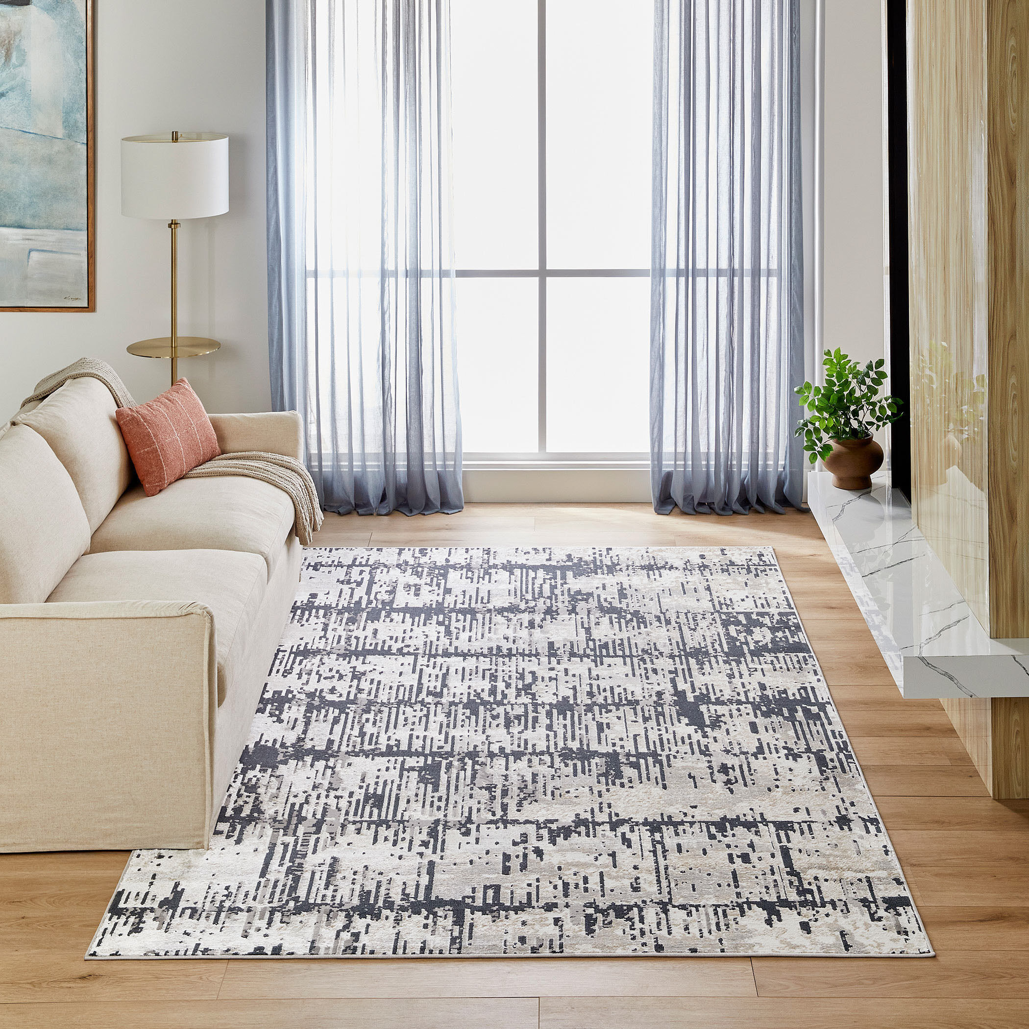 Jasmine 158 X 118 inch Black/Grey Rug in 10 x 13