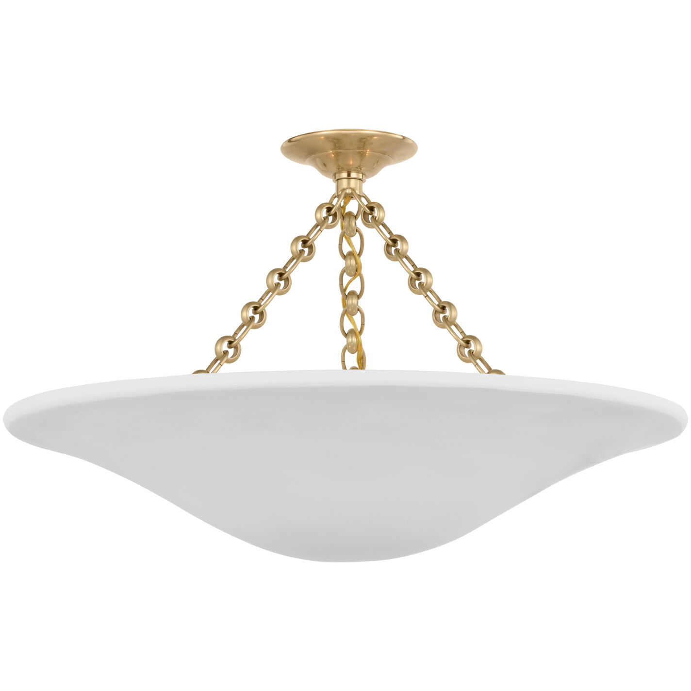 AERIN Mollino LED 24 inch Hand-Rubbed Antique Brass Semi-Flush Mount Ceiling Light