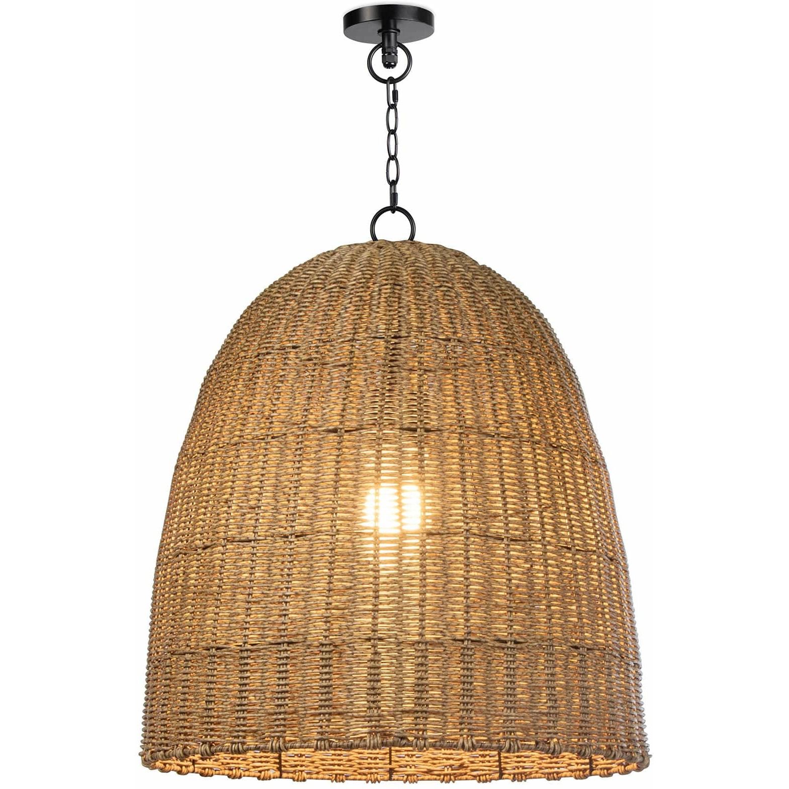 Beehive 1 Light 20.5 inch Natural Outdoor Pendant, Large