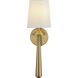 Alora Mood Bridgette 1 Light 6.13 inch Brushed Gold Bath Vanity Light Wall Light in Brushed Gold and White Linen, Linen Shade
