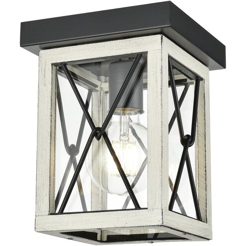 County Fair 1 Light 6.75 inch Black and Birchwood on Metal Outdoor Flush Mount