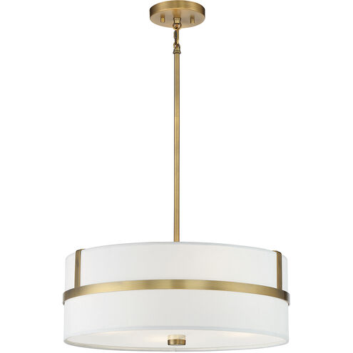 Contemporary 4 Light 20 inch Natural Brass Pendant Ceiling Light