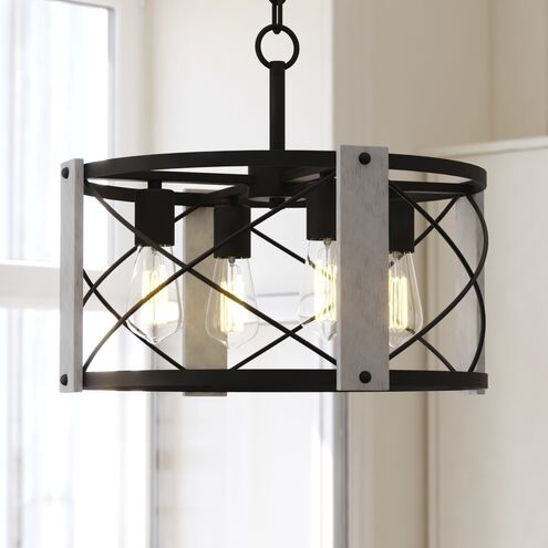 Burien 4 Light 18 inch Black and Washed Ash Pendant Ceiling Light
