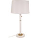 Rupert 31 inch 75 watt White with Weathered Brass Accents Table Lamp Portable Light, with USB Port