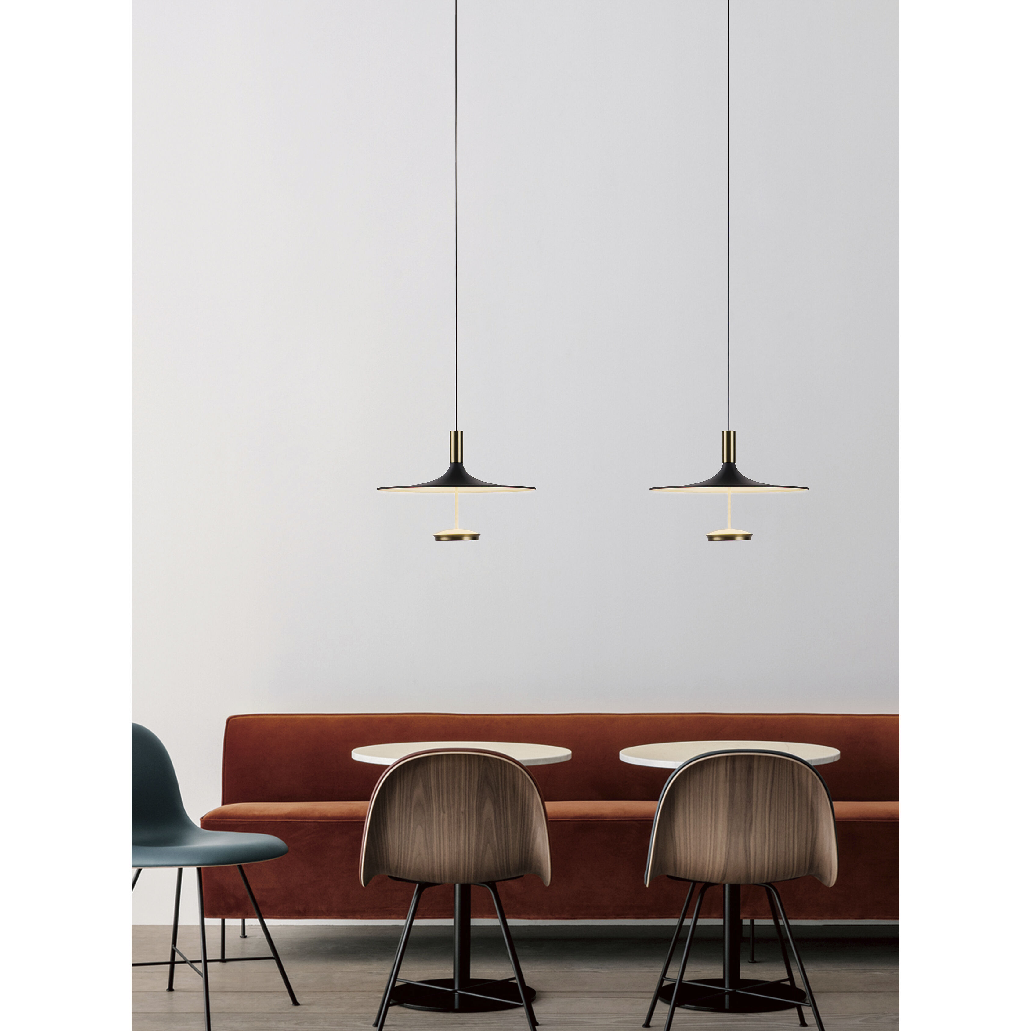 Ballet LED 16 inch Antique Brass and Onyx Black Pendant Ceiling Light