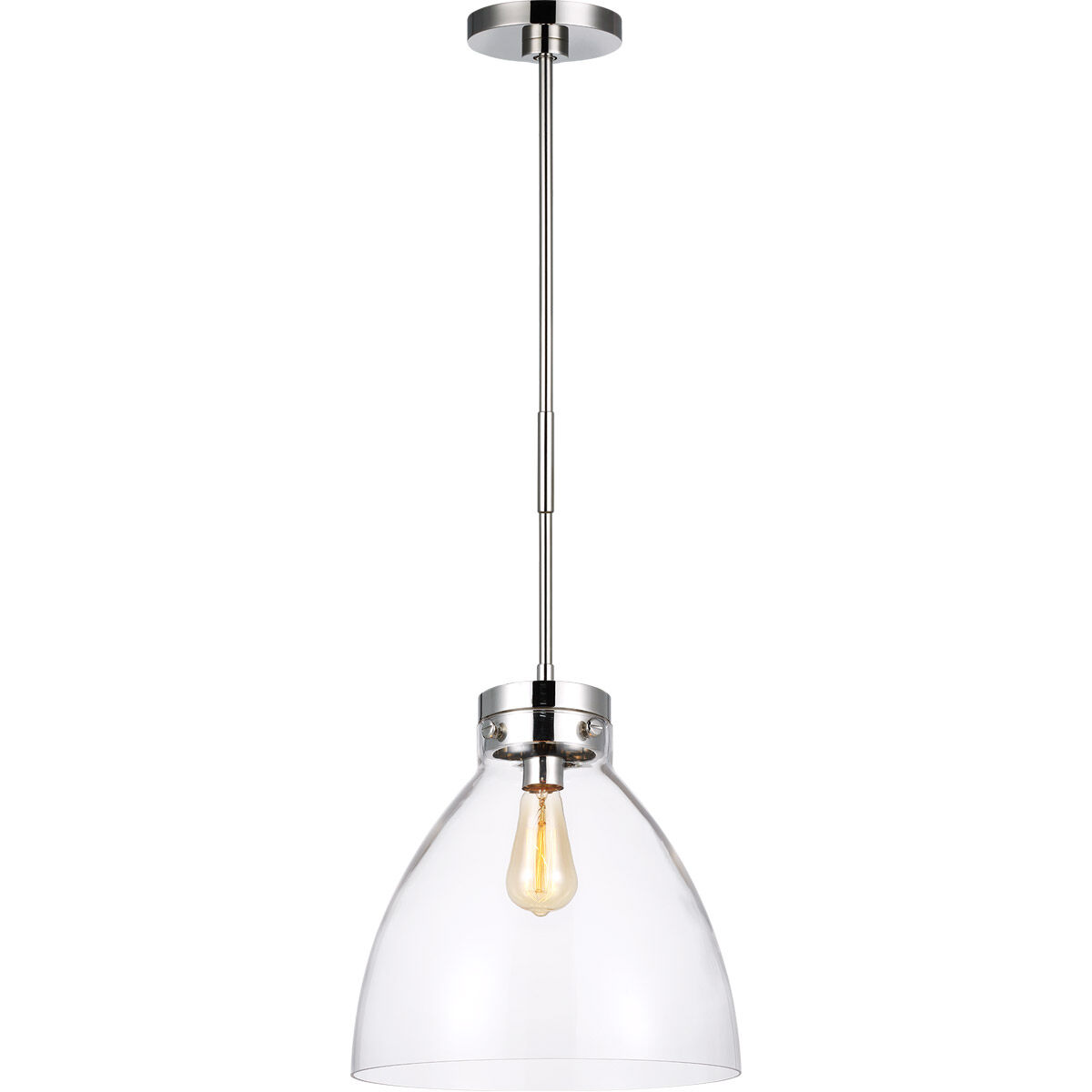 C&M by Chapman & Myers Garrett 1 Light 13.5 inch Polished Nickel Pendant Ceiling Light