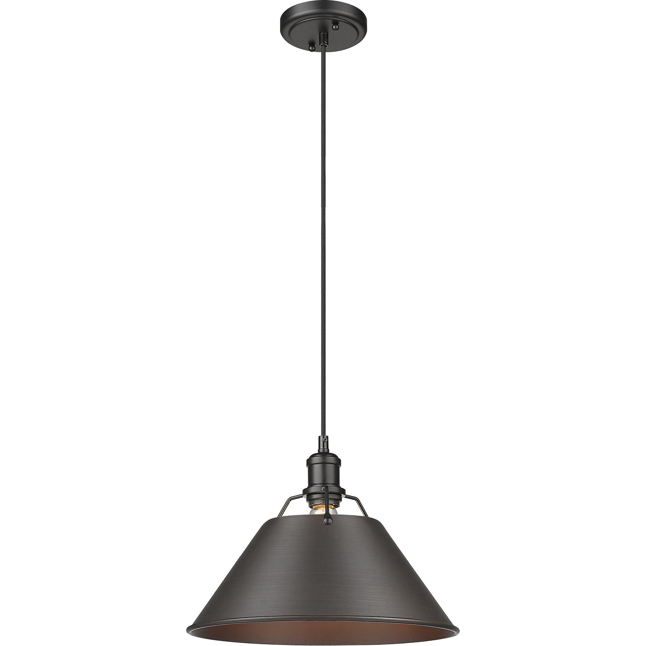 Yep Orwell Pendant Ceiling Light in Matte Black, Rubbed Bronze, Large