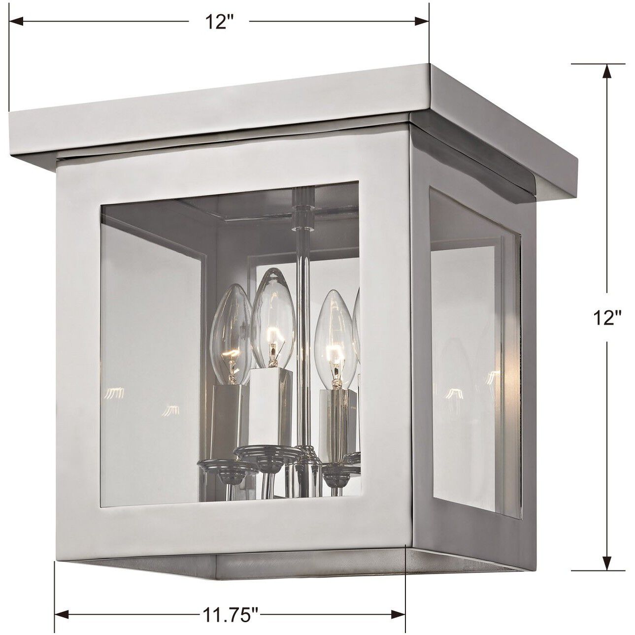 Hurley 4 Light 11.75 inch Polished Nickel Flush Ceiling Light
