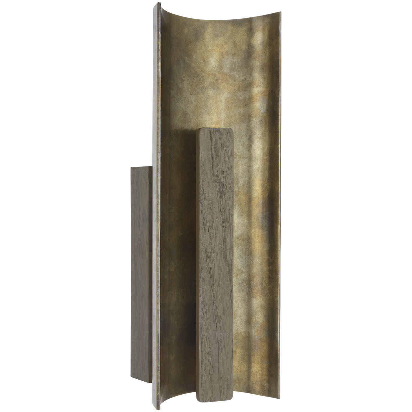 Anne-Marie Barton Remi Sconce Wall Light in Mottled Brass and Warm Walnut