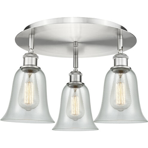 Hanover 3 Light 18 inch Satin Nickel Flush Mount Ceiling Light in Fishnet