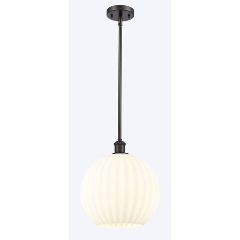 Ballston White Venetian 1 Light 12 inch Oil Rubbed Bronze Stem Hung Pendant Ceiling Light