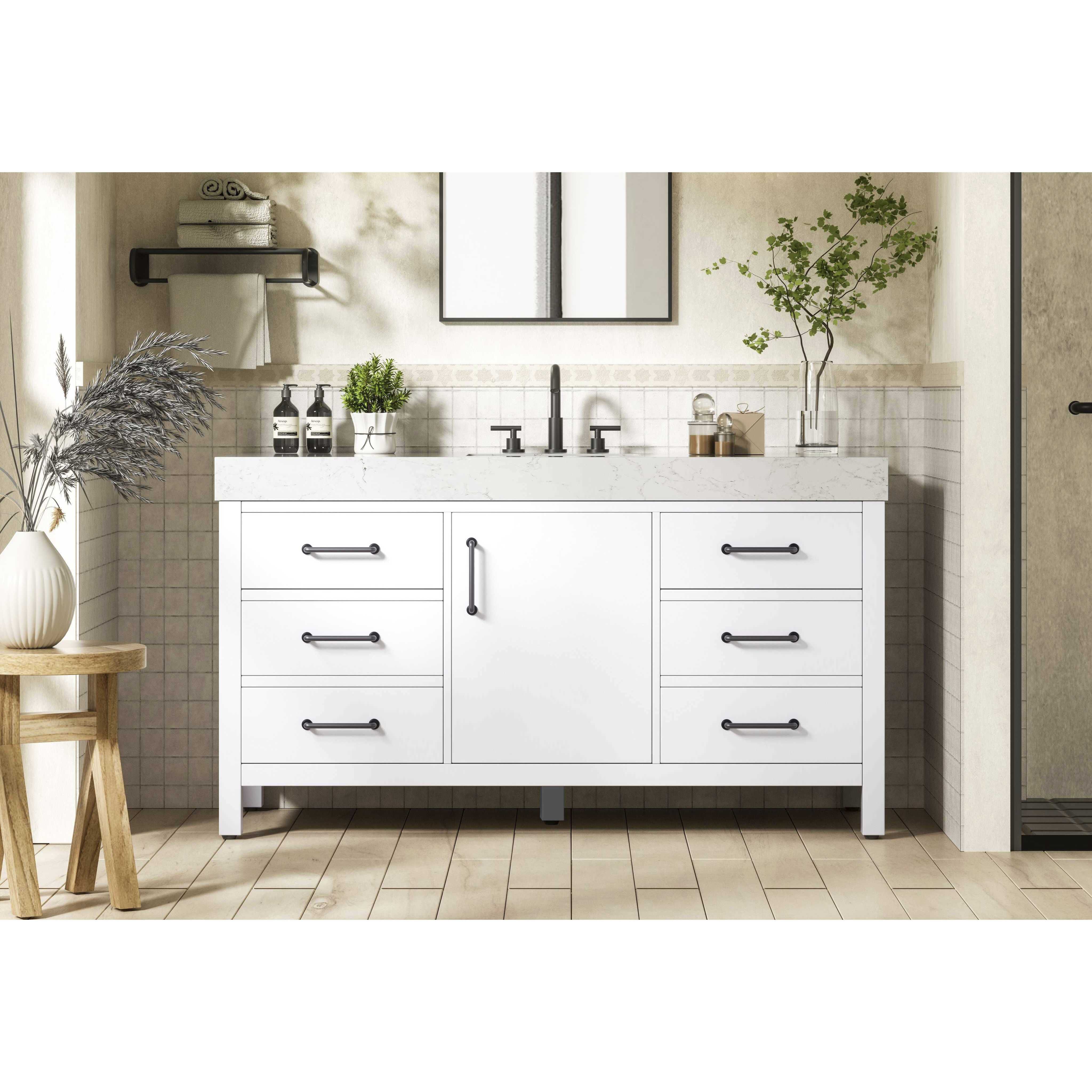 Nathan 60 X 34 inch White Bathroom Vanity Cabinet