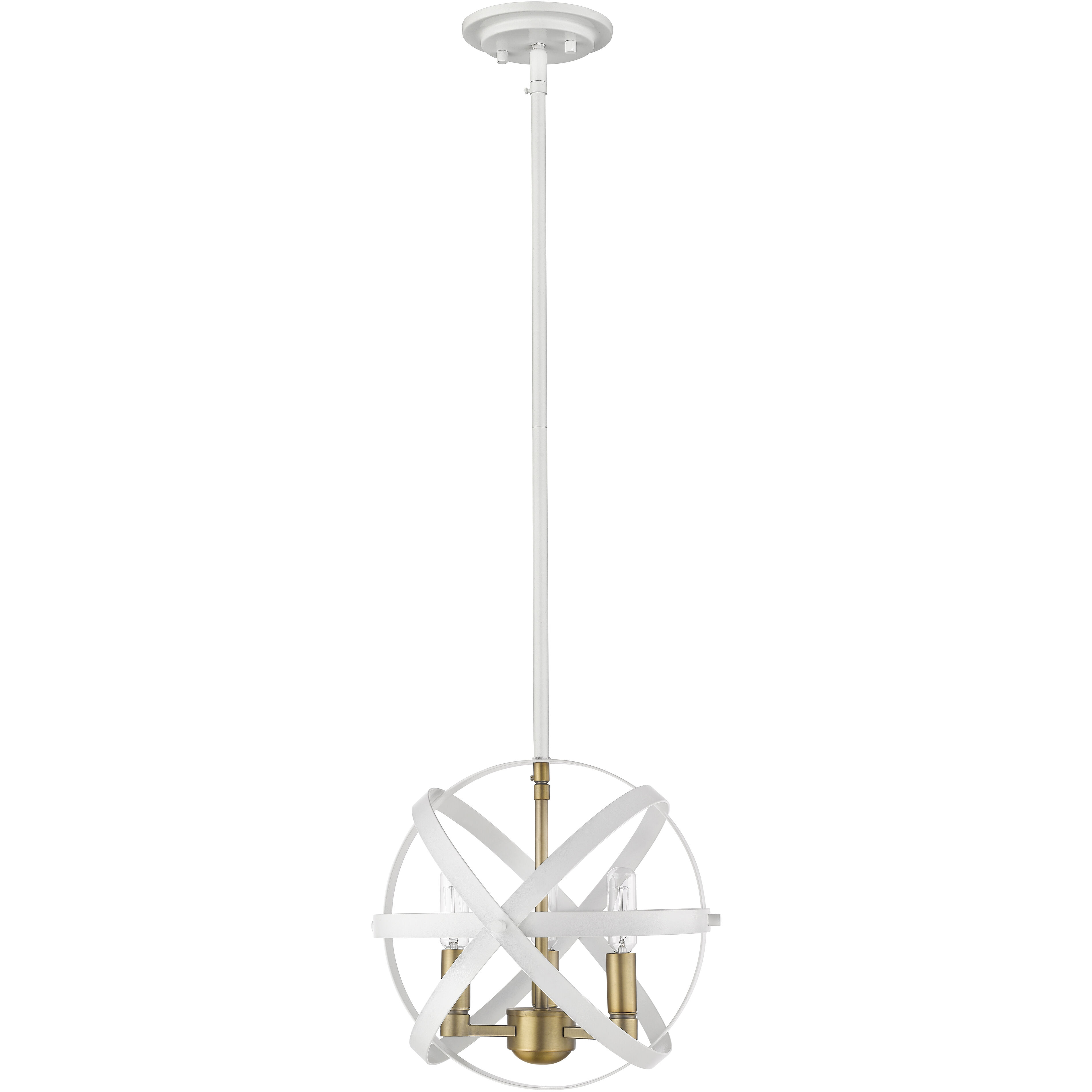 Cavallo 3 Light 12 inch Hammered White and Olde Brass Pendant Ceiling Light