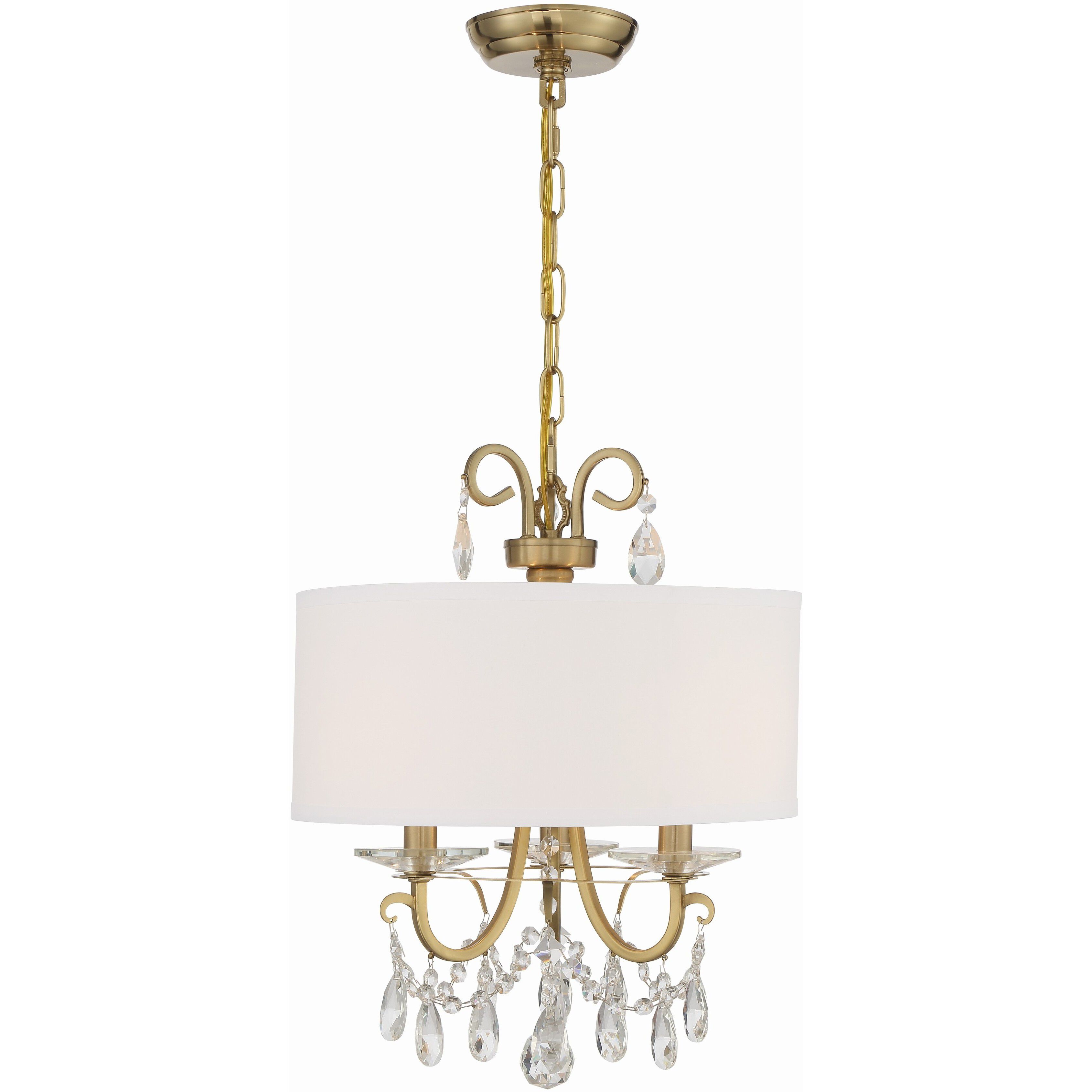 Othello 3 Light 14 inch Vibrant Gold Mini Chandelier Ceiling Light in Clear Swarovski Strass