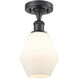 Ballston Cindyrella LED 6 inch Matte Black Semi-Flush Mount Ceiling Light in Matte White Glass