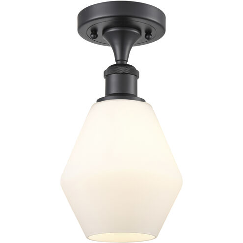 Ballston Cindyrella LED 6 inch Matte Black Semi-Flush Mount Ceiling Light in Matte White Glass