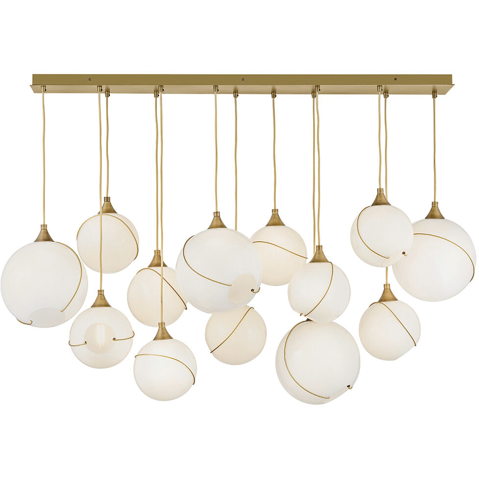 Lisa McDennon Skye 13 Light 60.25 inch Heritage Brass Linear Pendant Ceiling Light in Heritage Brass / Cased Opal