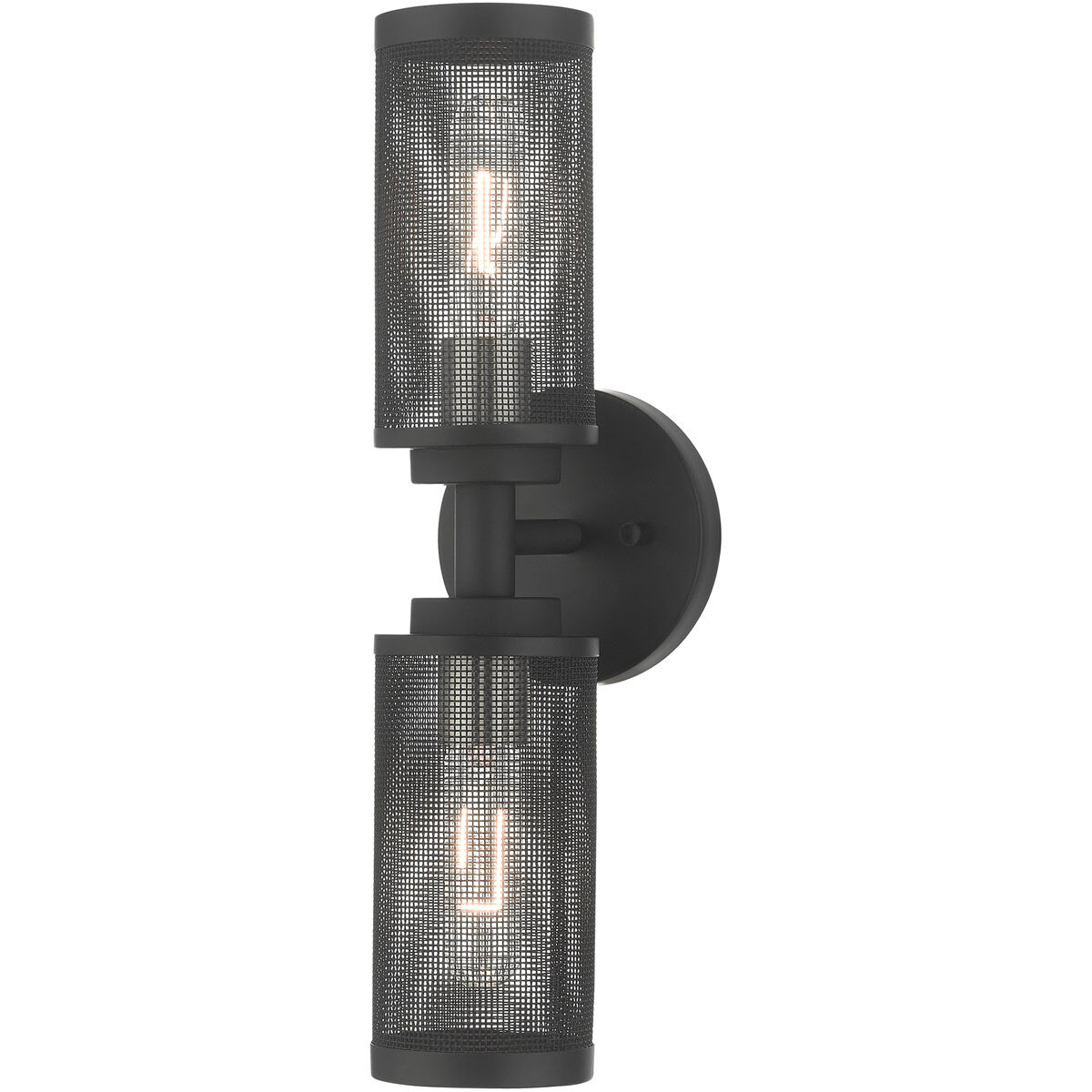 Industro 2 Light 5 inch Black with Brushed Nickel Accents Sconce Wall Light