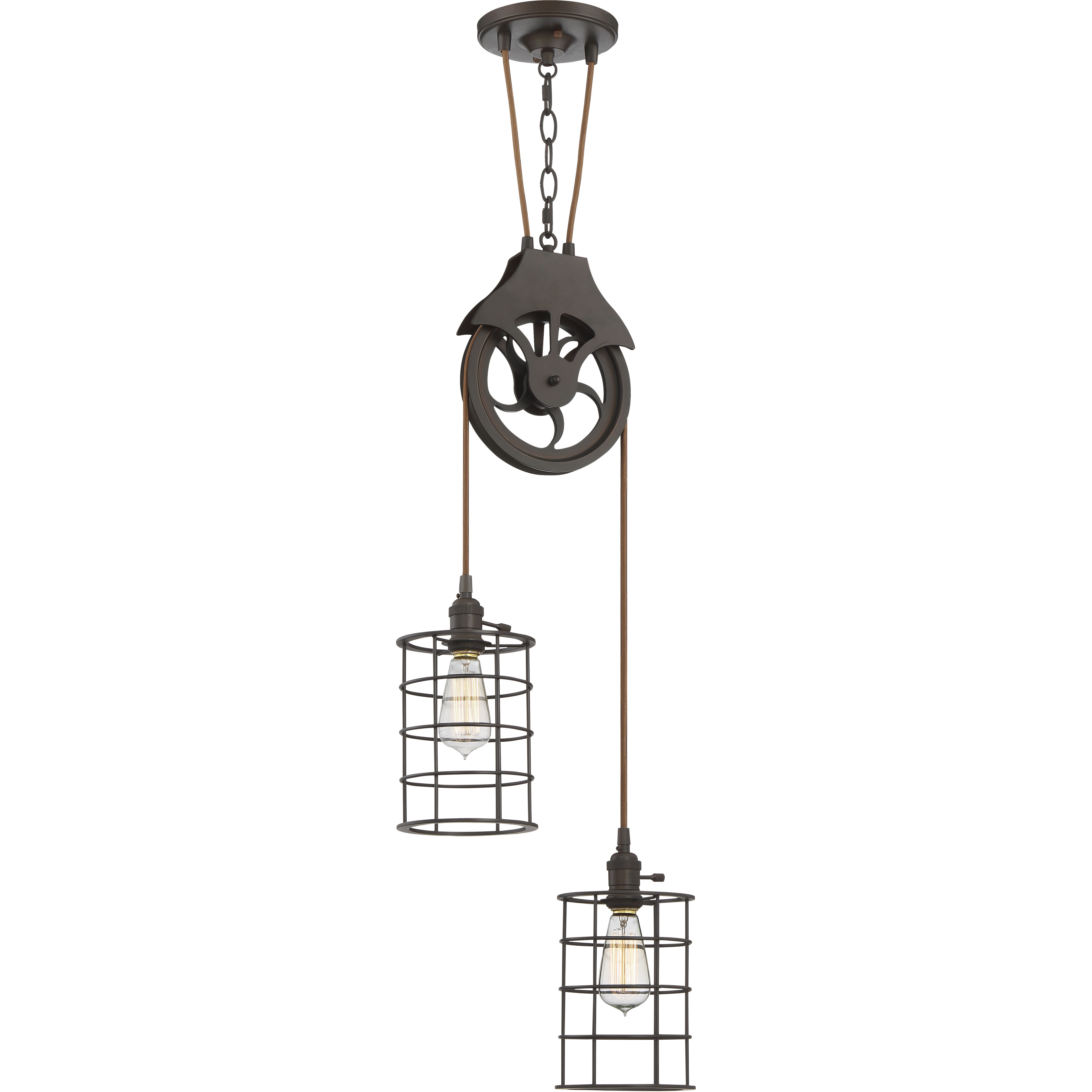 Design & Combine 2 Light 7.5 inch Aged Bronze Brushed Pendant Ceiling Light, Design-A-Fixture