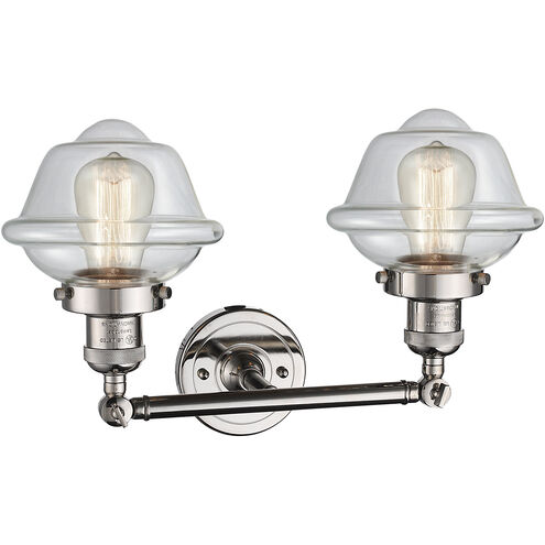 Franklin Restoration Small Oxford 2 Light 17 inch Polished Nickel Bath Vanity Light Wall Light in Clear Glass, Franklin Restoration
