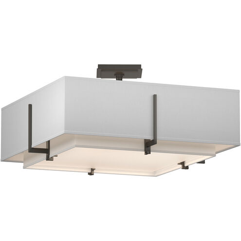 Exos 4 Light 20.6 inch Dark Smoke Semi-Flush Ceiling Light in Natural Anna, Square