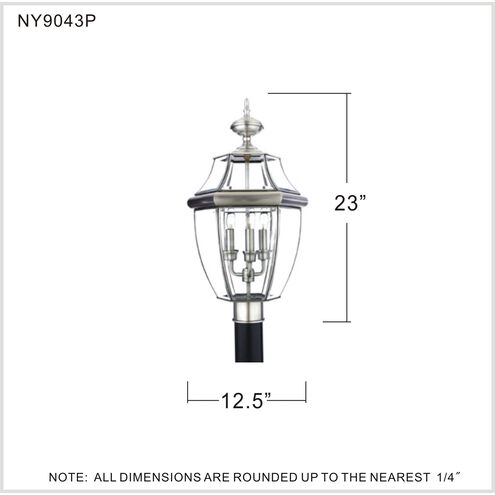 Newbury 3 Light 23 inch Pewter Outdoor Post Lantern