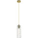 Downtown Urban Crown Point 1 Light 3.88 inch Brushed Brass Pendant Ceiling Light in Deco Swirl