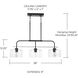 Elijah 3 Light 36 inch Matte Black Island Ceiling Light