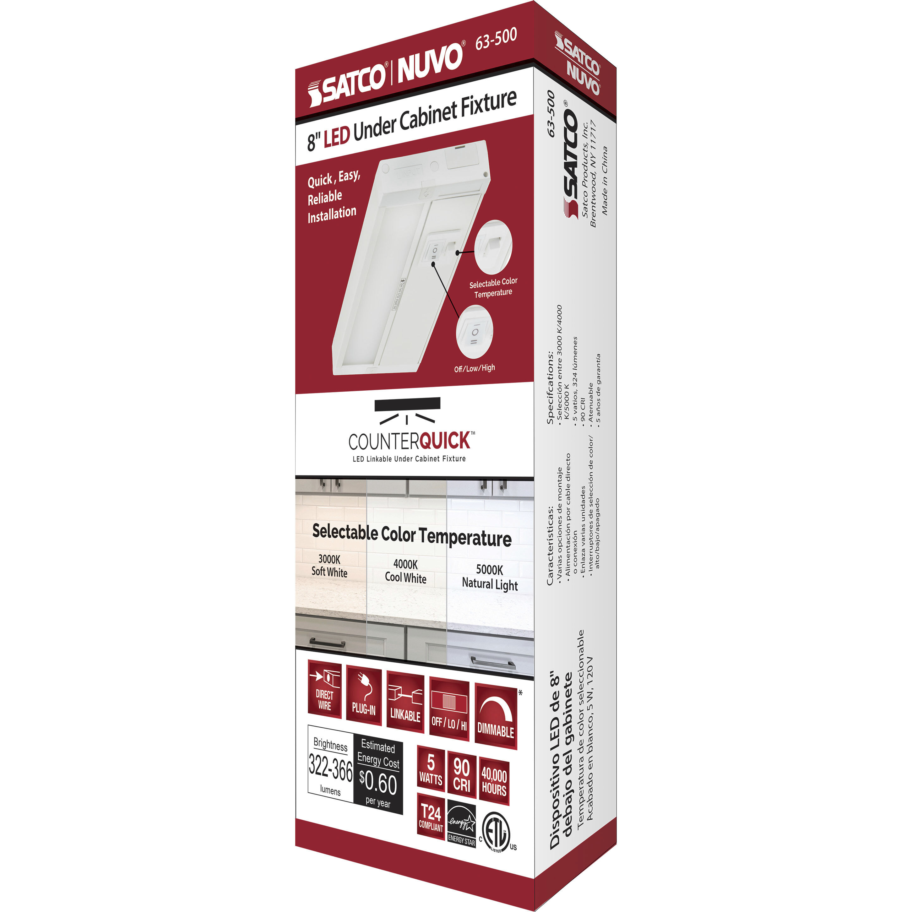 CounterQuick 120 LED 8 inch White Under Cabinet & Cove, Linear Strip