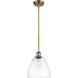 Ballston Dome LED 9 inch Brushed Brass Mini Pendant Ceiling Light in Clear Glass
