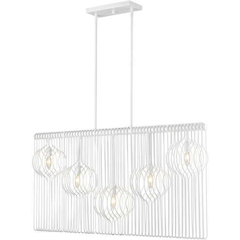 Contour 5 Light 45.75 inch White Linear Chandelier Ceiling Light