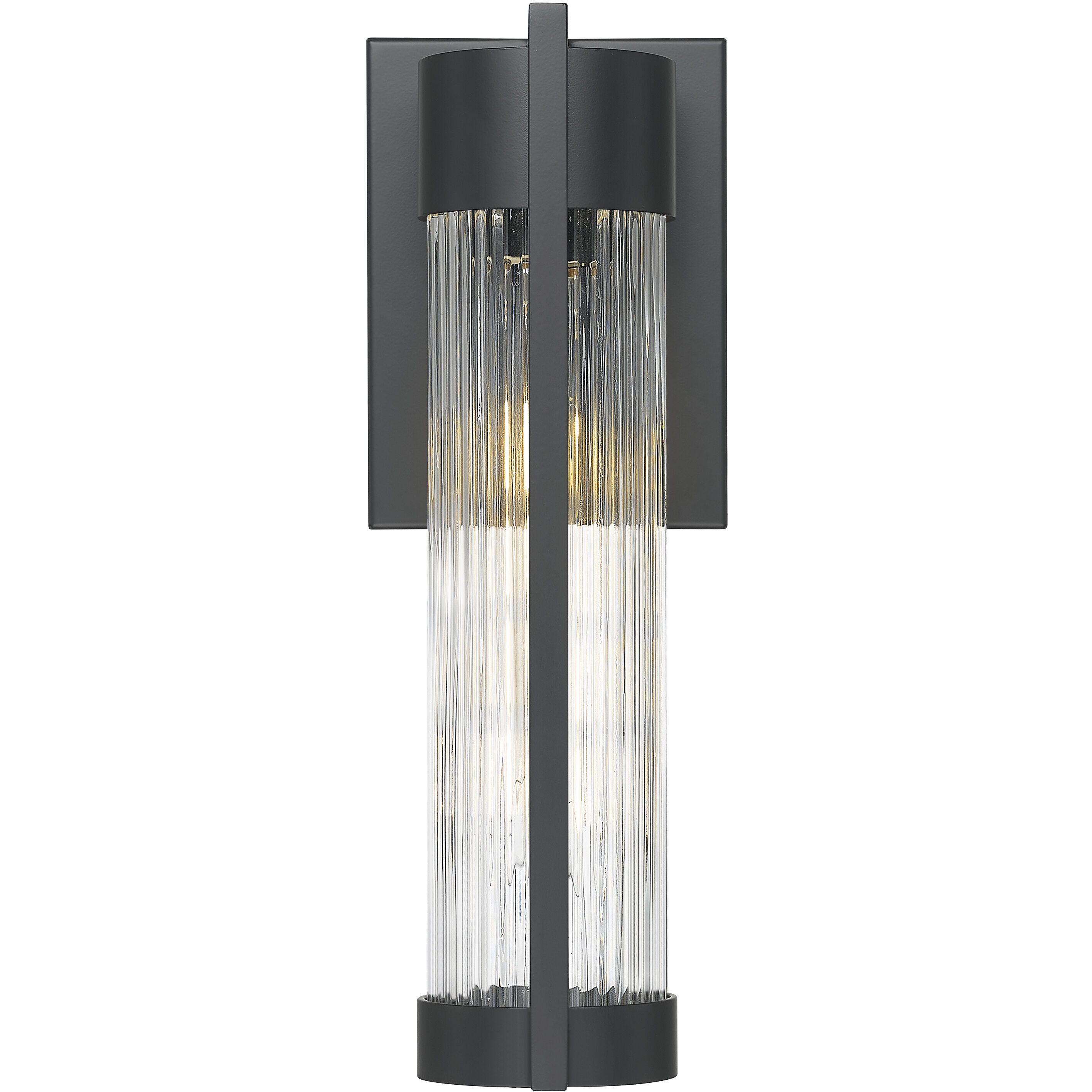 Stratford 1 Light 13.5 inch Matte Black Outdoor Sconce in Striped Clear Glass