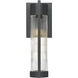 Stratford 1 Light 13.5 inch Matte Black Outdoor Sconce in Striped Clear Glass