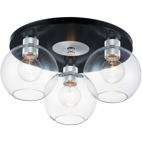 Vessel 3 Light 17 inch Black/Brushed Aluminum Flush Mount Ceiling Light