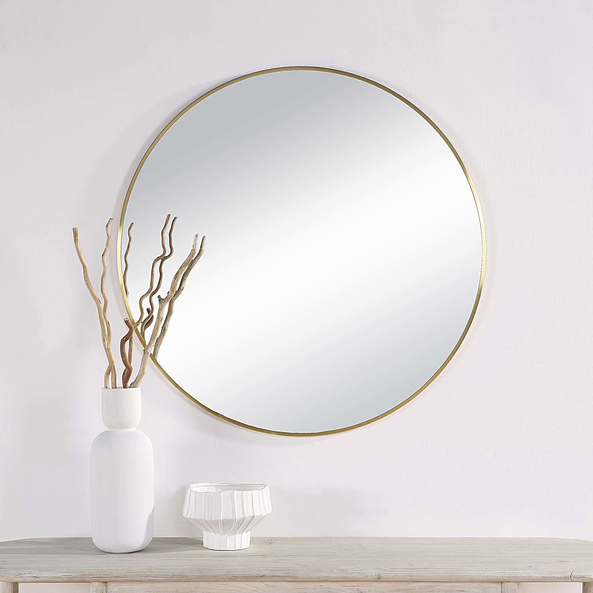 Parga 36 X 36 inch Clear and Satin Brass Wall Mirror