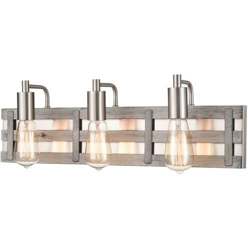 Brigantine 3 Light 23 inch Satin Nickel with Weathered Driftwood Vanity Light Wall Light