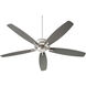 Breeze 60 inch Satin Nickel with Silver/Walnut Blades Ceiling Fan