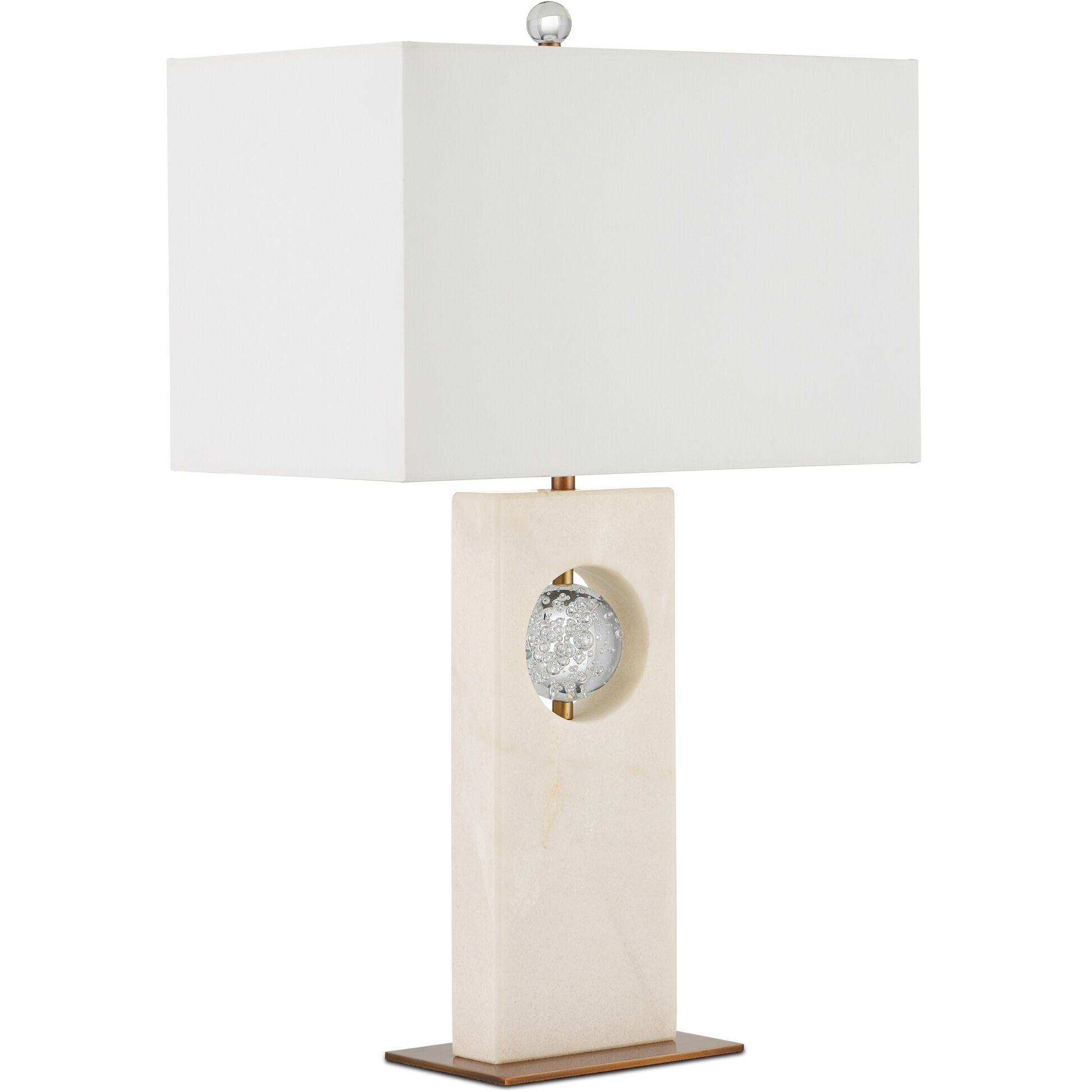 Radiant 27 inch 150 watt White/Clear/Antique Brass Table Lamp Portable Light