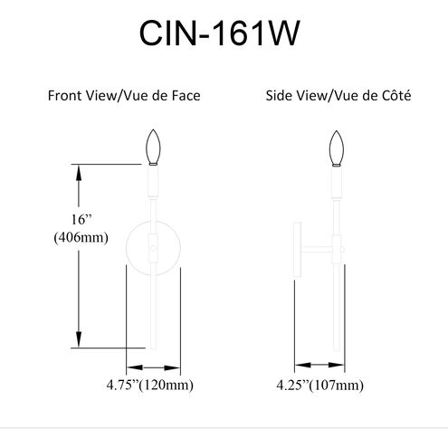 Cinthia 1 Light 4.75 inch Polished Chrome Wallchiere Wall Light