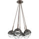 Cabochon LED 18.5 inch Burnished Bronze with Graphite Cluster Pendant Ceiling Light in Clear, 2700K LED