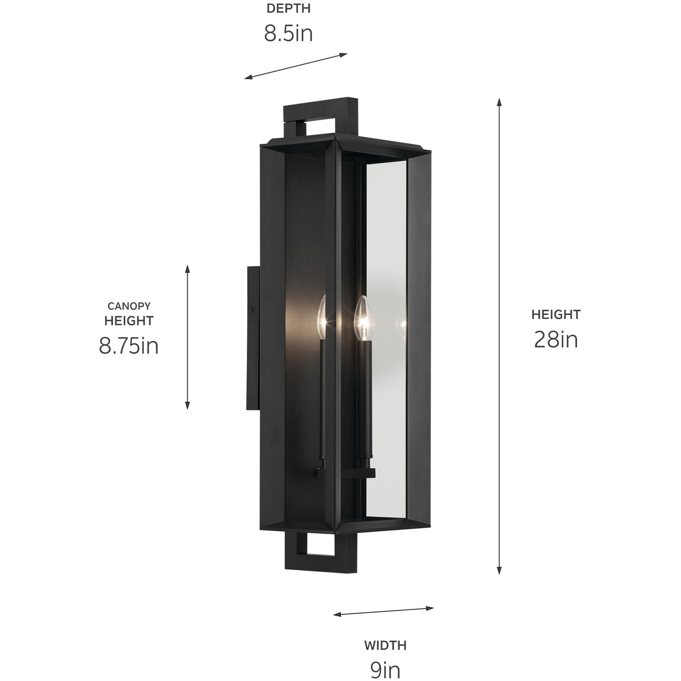 Kroft 2 Light 28 inch Black Textured Outdoor Wall, X-Large