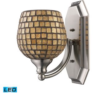 Mix-N-Match LED 8 inch Polished Chrome Vanity Light Wall Light in Gold Leaf Mosaic Glass