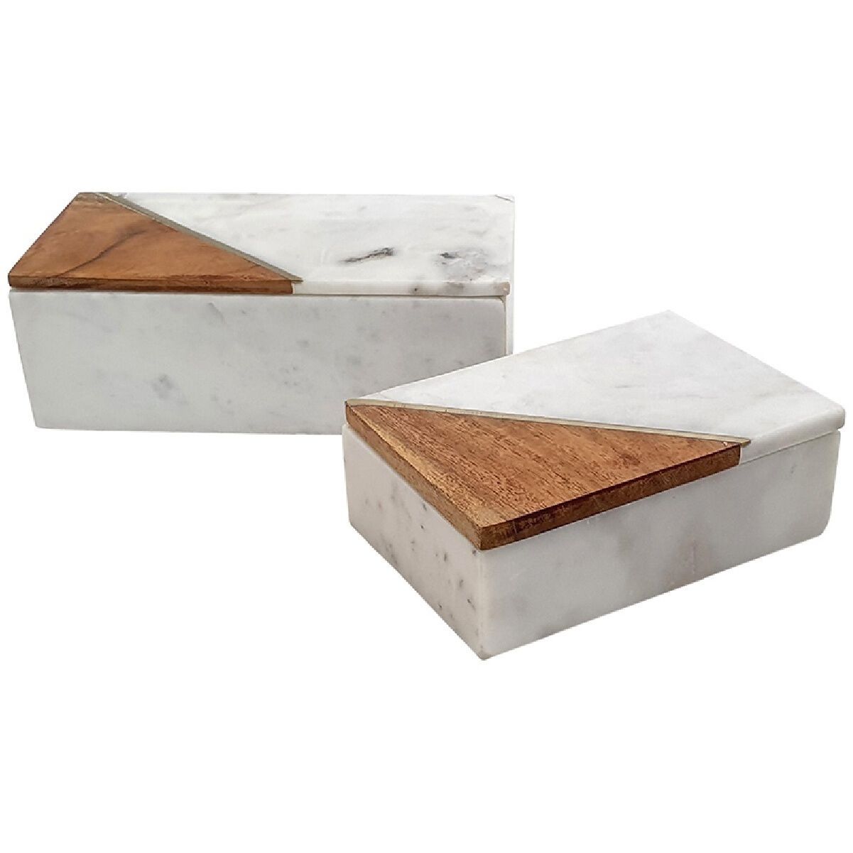 Anita 3.9 inch White/Brown Marble Boxes