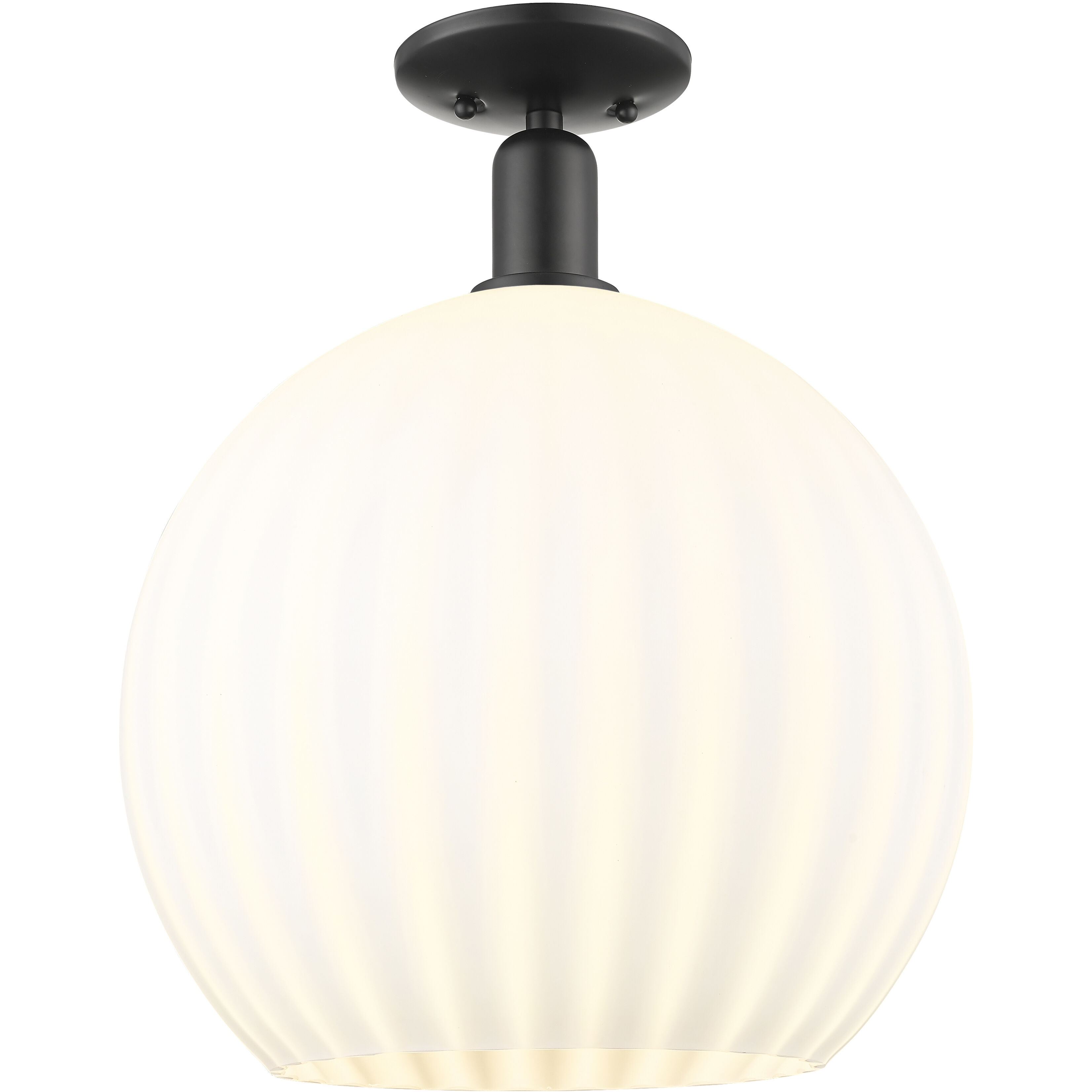 Arcadia White Venetian 1 Light 13.75 inch Matte Black Semi-Flush Mount Ceiling Light